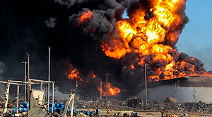 Imagen de incendio en un centro laboral