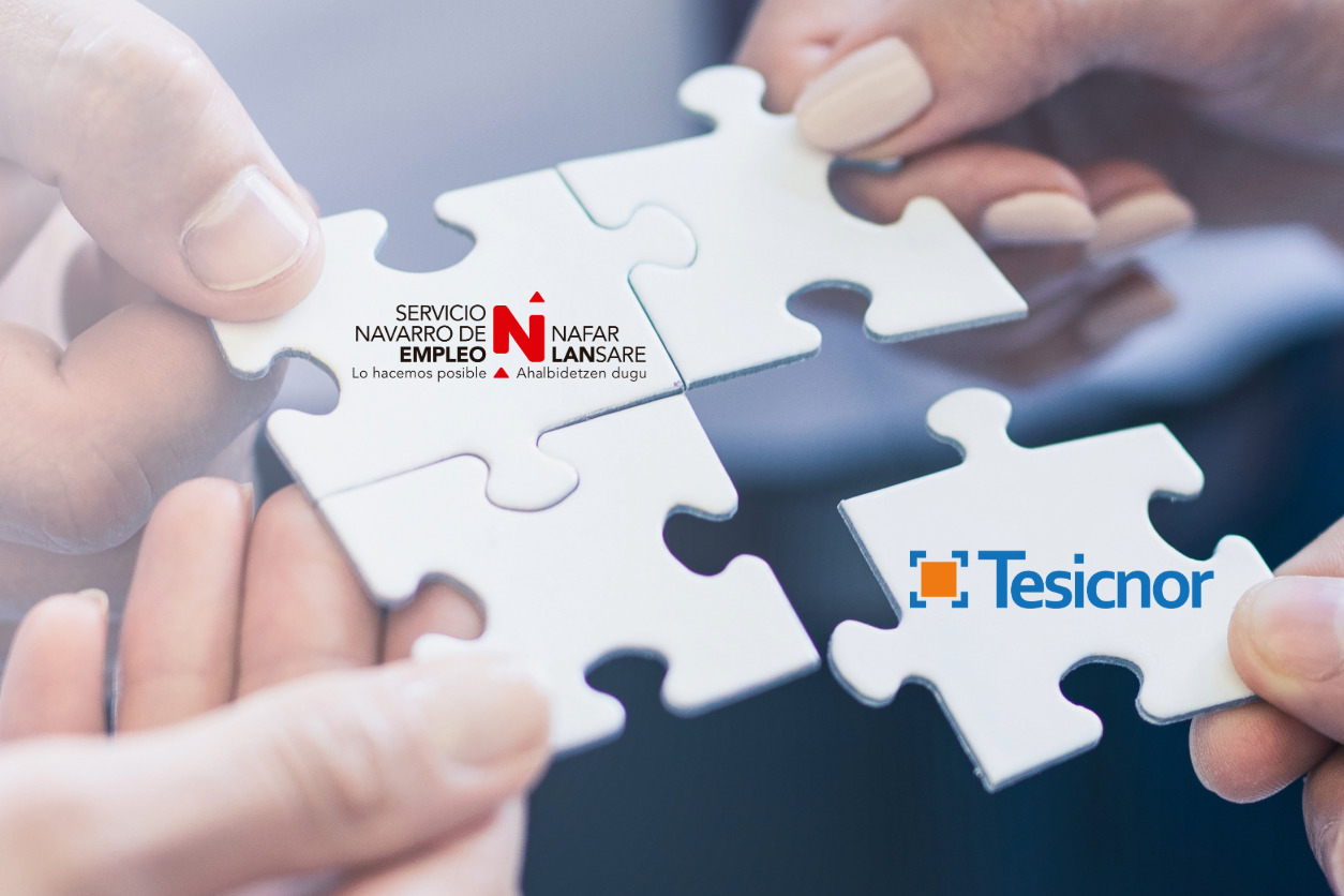 Logo servicio navarro de empleo y Tesicnor en un puzzle