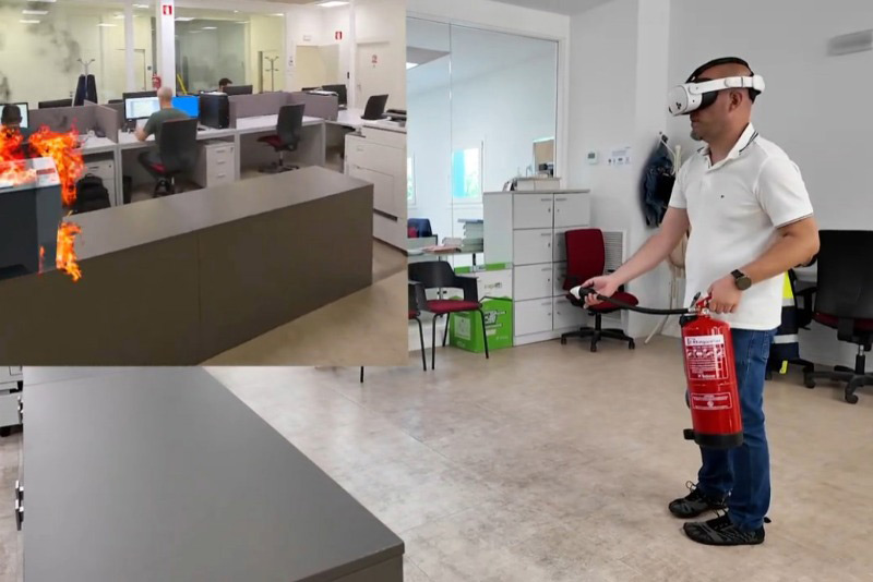 Simulación de extinción de incendios con realidad aumentada en oficina
